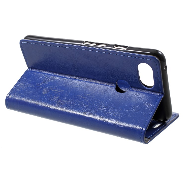 Crazy Horse Texture Wallet Stand PU Leather Mobile Phone Case for Google Pixel 3 - Blue-4