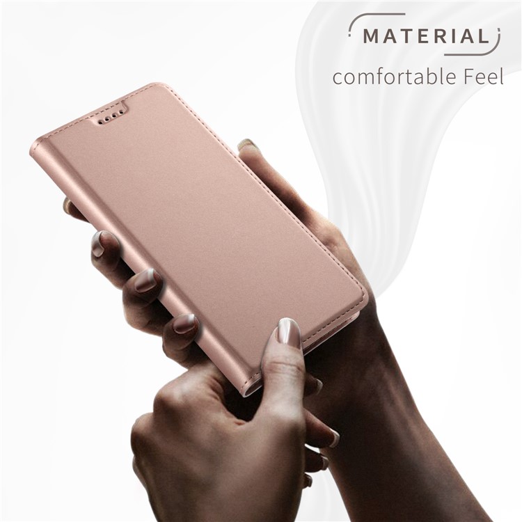 Auto-absorbed Magnetic Stand Leather Card Holder Phone Cover for Google Pixel 3 - Rose Gold-2