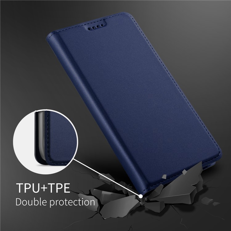 Auto-absorbed Magnetic Stand Leather Card Holder Protective Shell for Google Pixel 3 - Dark Blue-5