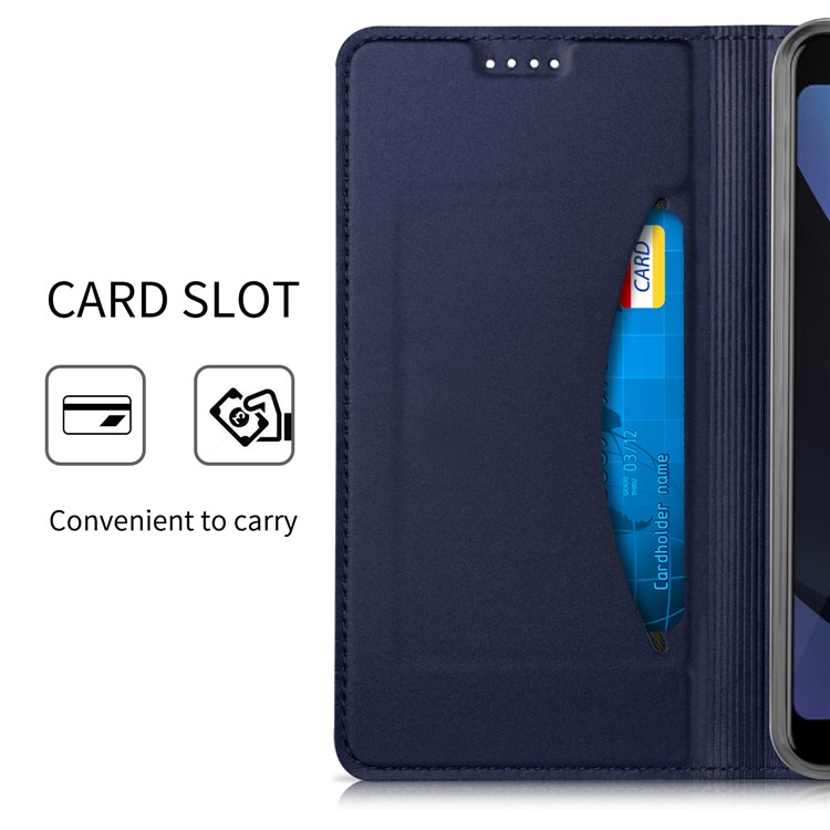 Auto-absorbed Magnetic Stand Leather Card Holder Protective Shell for Google Pixel 3 - Dark Blue-6