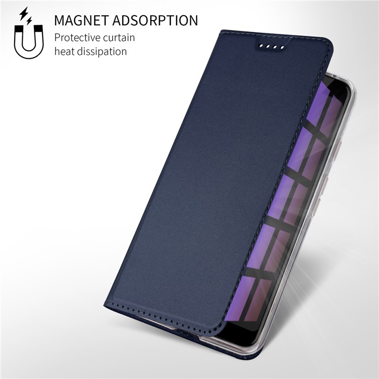 Auto-absorbed Magnetic Stand Leather Card Holder Protective Shell for Google Pixel 3 - Dark Blue-7