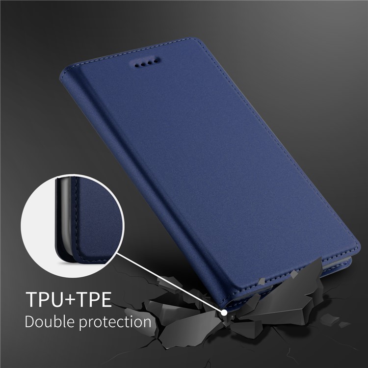 Auto-absorbed Leather Card Holder Shell with Stand for Google Pixel 3 XL/XL3 - Dark Blue-5