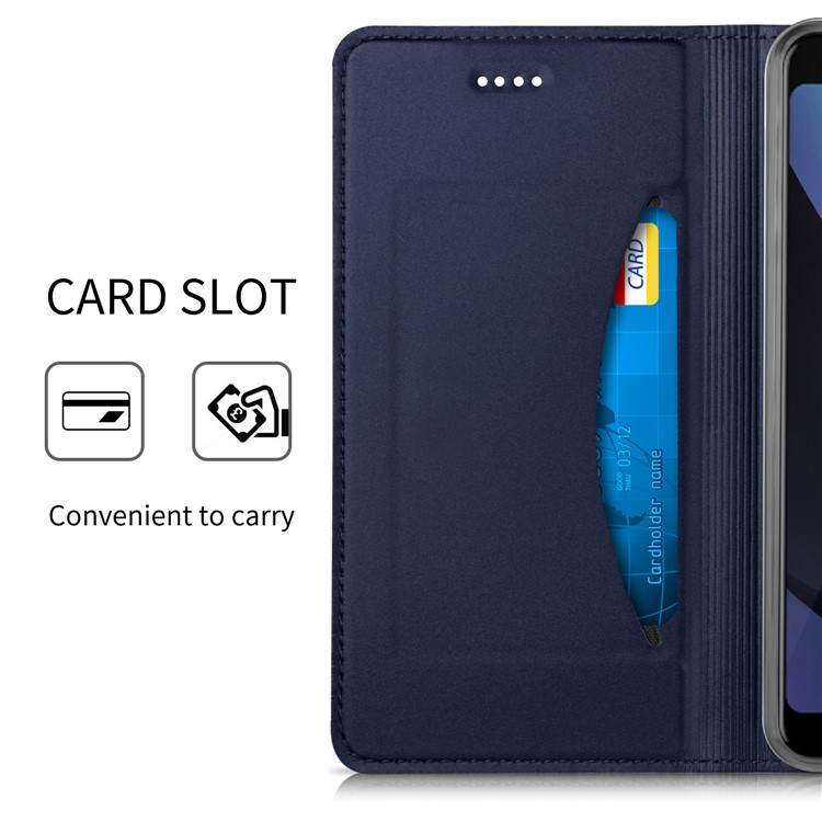 Auto-absorbed Leather Card Holder Shell with Stand for Google Pixel 3 XL/XL3 - Dark Blue-6
