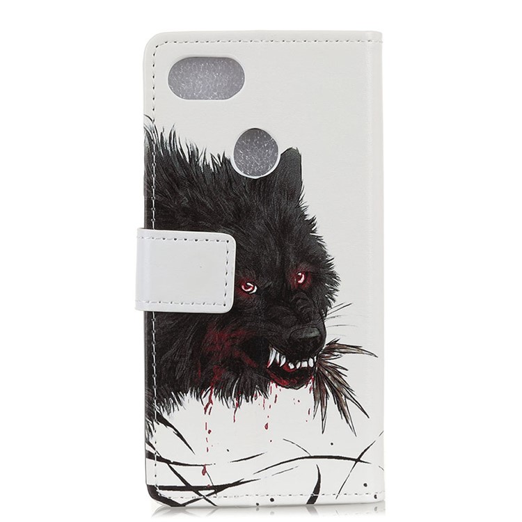Pattern Printing Stand Leather Wallet Phone Case for Google Pixel 3 XL / XL3 - Bloody Wolf-3