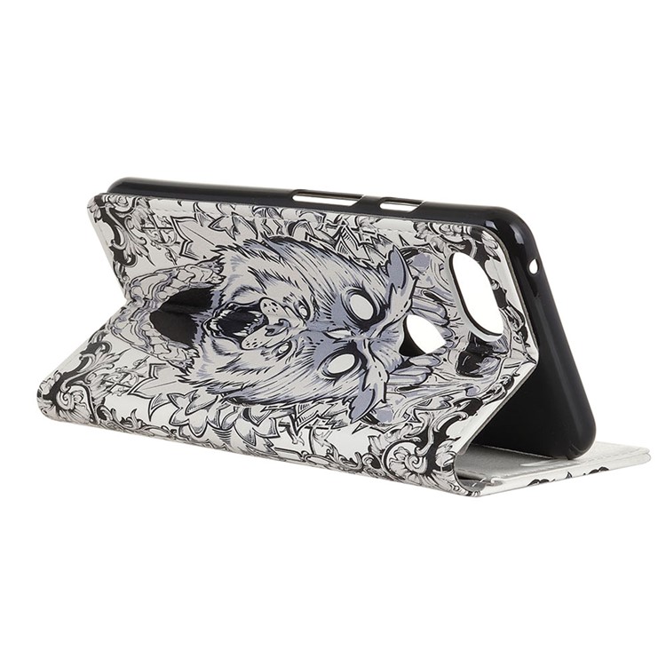 Pattern Printing Stand Leather Wallet Protector Cover Case for Google Pixel 3 XL / XL3 - Abstract Owl-3