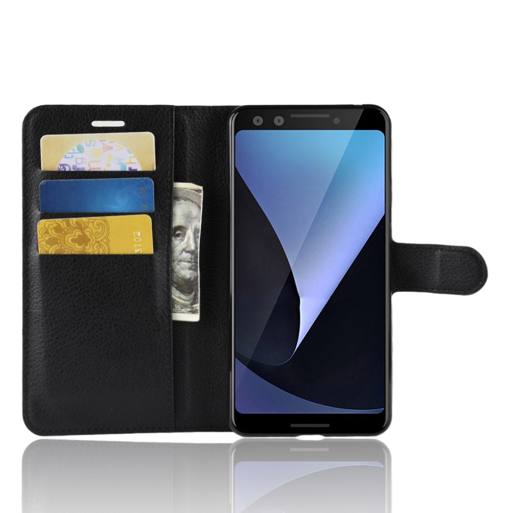 Litchi Texture Stand Stand Leather Flip Case Para Google Pixel 3 - Preto-4