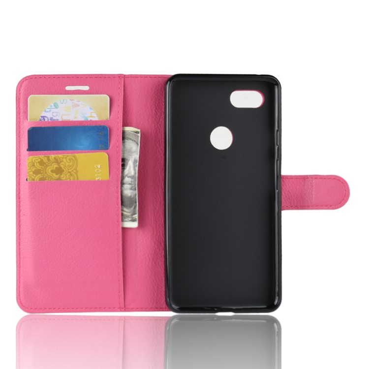 Litchi Texture Wallet Stand Leather Folio Case for Google Pixel 3 - Rose-3