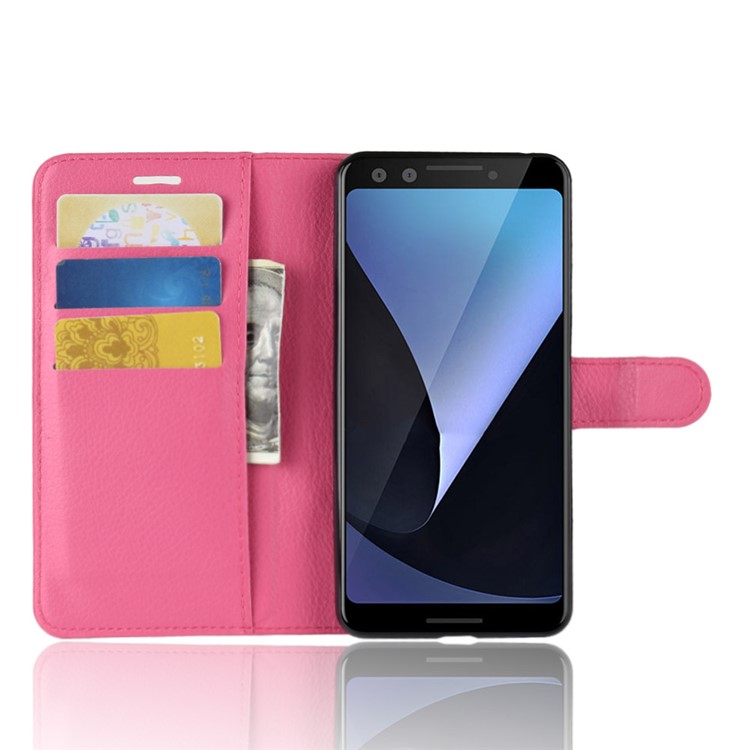 Litchi Texture Wallet Stand Leather Folio Case for Google Pixel 3 - Rose-4