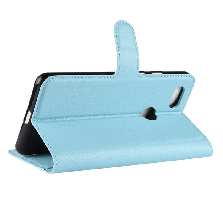 Litchi Texture Leather Wallet Stand Flip Case Accessory for Google Pixel 3 - Blue-5