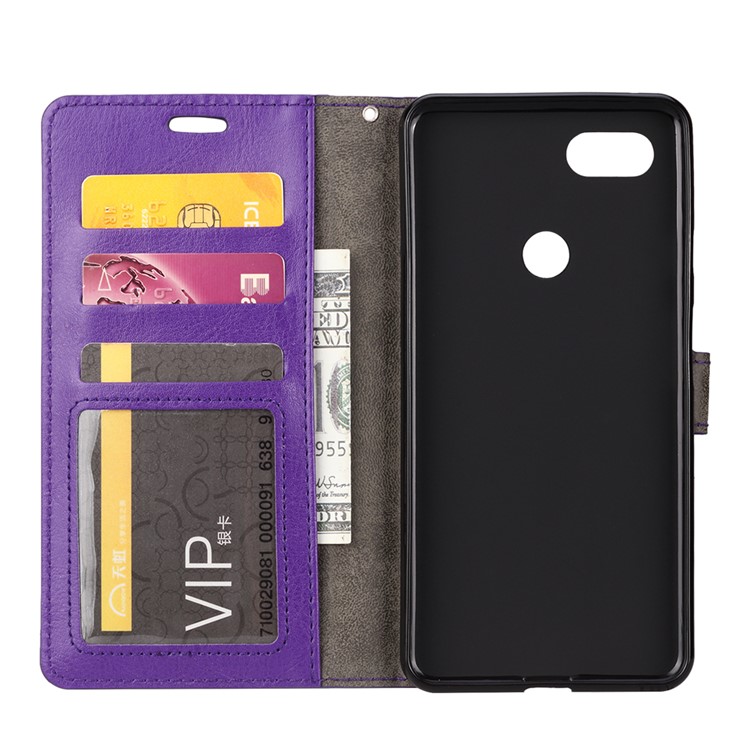 Crazy Horse Texture Wallet Stand Leather Mobile Phone Case for Google Pixel 3 XL / XL3 - Purple-4
