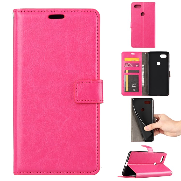 Crazy Horse Texture Wallet Stand Leather Casing for Google Pixel 3 - Rose-1