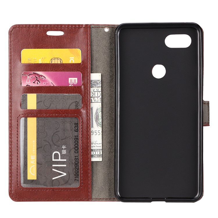 Crazy Horse Texture Wallet Stand Leather Case Accessory for Google Pixel 3 - Brown-4