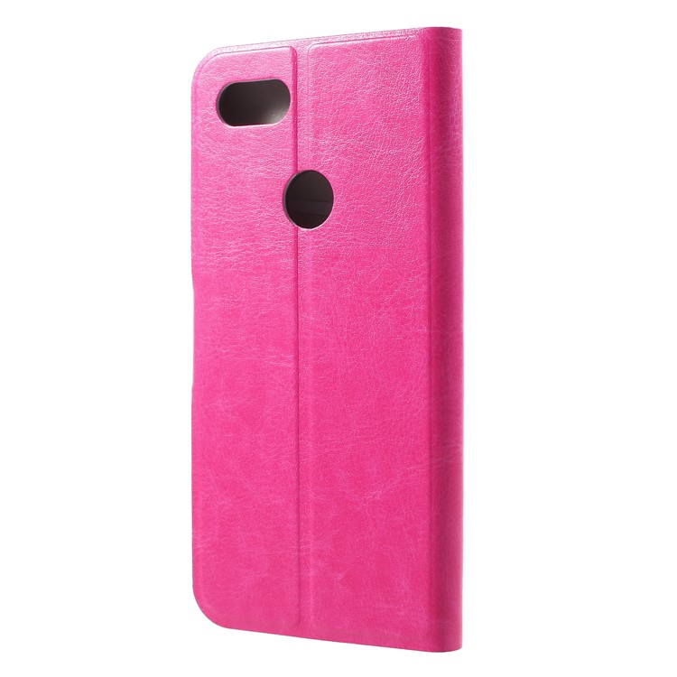 Crazy Horse Texture Stand Leather Card Holder Mobile Case (Built-in Steel Sheet) for Google Pixel 3 XL/XL3 - Rose-2