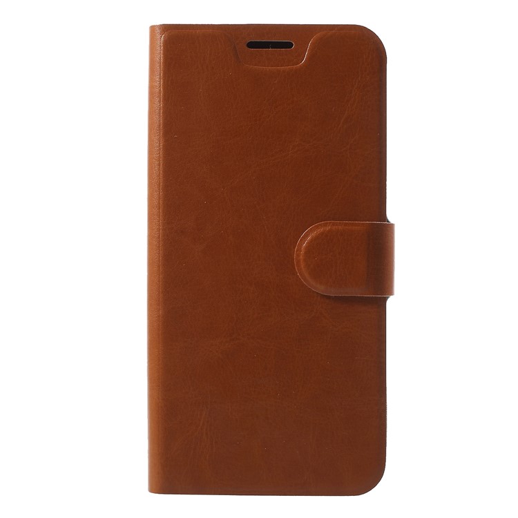 Crazy Horse Texture Stand Leather Card Holder Protective Case (Built-in Steel Sheet) for Google Pixel 3 XL/XL3 - Brown-1