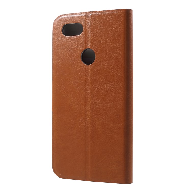 Crazy Horse Texture Stand Leather Card Holder Protective Case (Built-in Steel Sheet) for Google Pixel 3 XL/XL3 - Brown-2