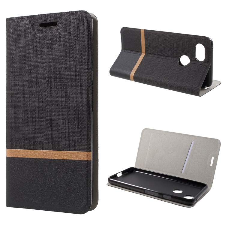 Cross Texture PU Leather Card Holder Stand Casing for Google Pixel 3 - Black-1