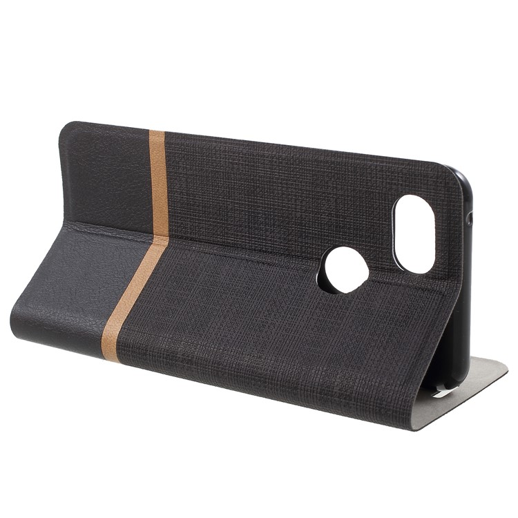 Cross Texture PU Leather Card Holder Stand Casing for Google Pixel 3 - Black-4