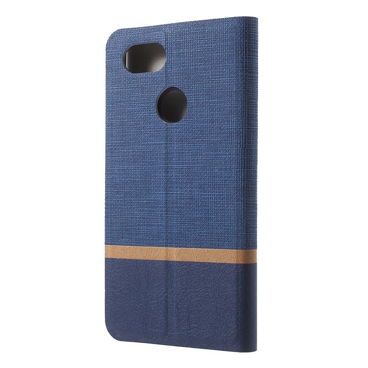 Cross Texture PU Leather Card Holder Stand Shell for Google Pixel 3 - Blue-2