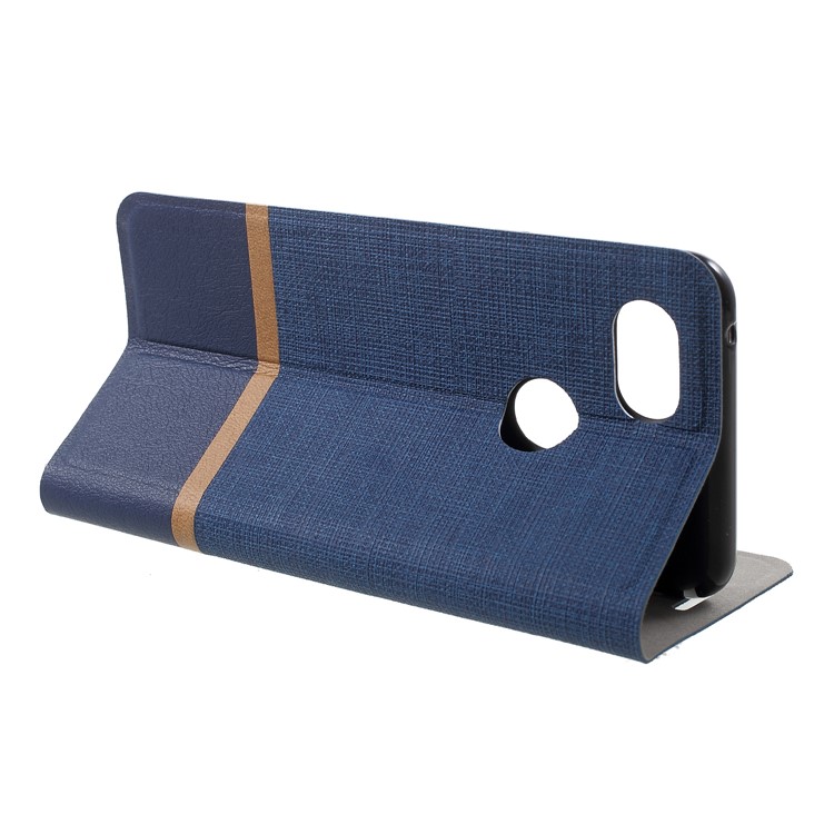 Cross Texture PU Leather Card Holder Stand Shell for Google Pixel 3 - Blue-4