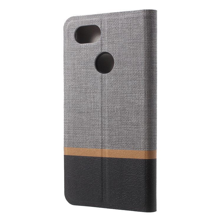 Cross Texture PU Leather Card Holder Stand Case for Google Pixel 3 - Grey-2