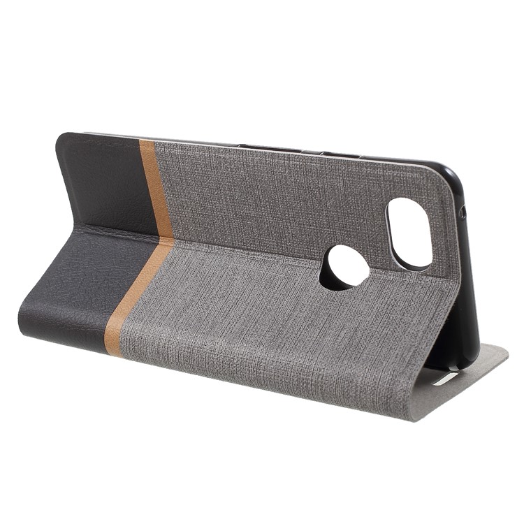 Cross Texture PU Leather Card Holder Stand Case for Google Pixel 3 - Grey-4