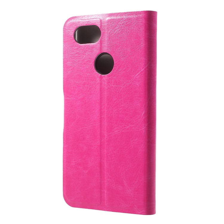 For Google Pixel 3 Crazy Horse Texture Stand Leather Card Holder Mobile Casing - Rose-2