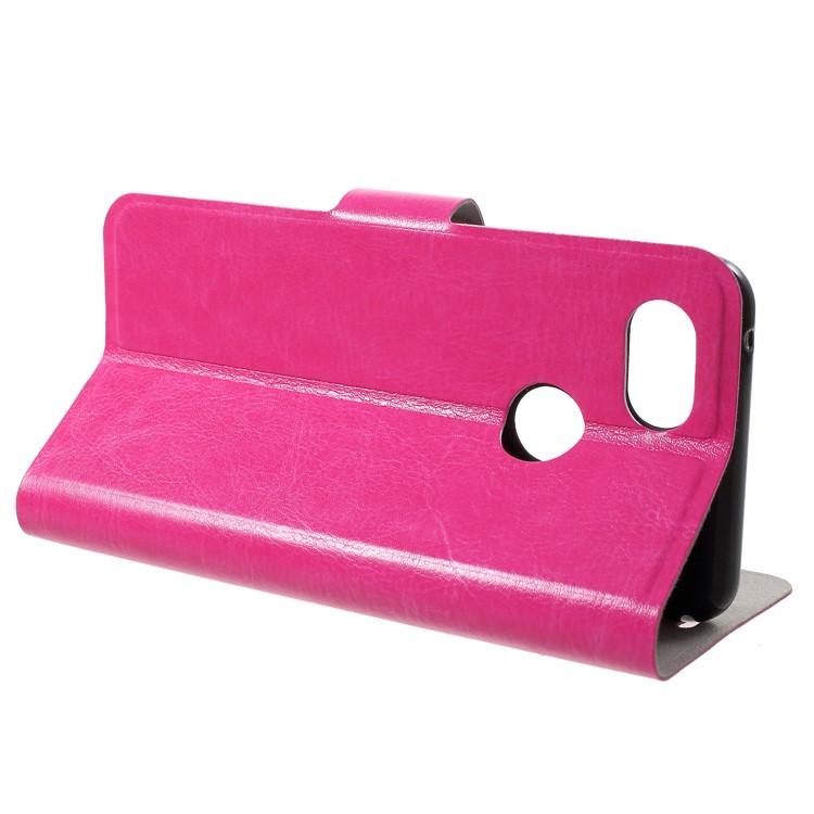 For Google Pixel 3 Crazy Horse Texture Stand Leather Card Holder Mobile Casing - Rose-4