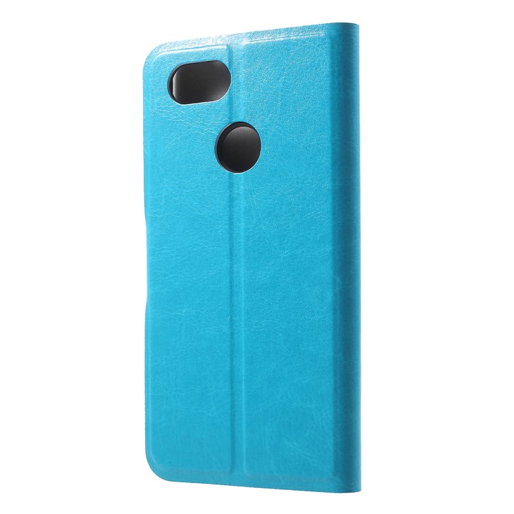 For Google Pixel 3 Crazy Horse Texture Stand Leather Card Holder Mobile Cover - Blue-2