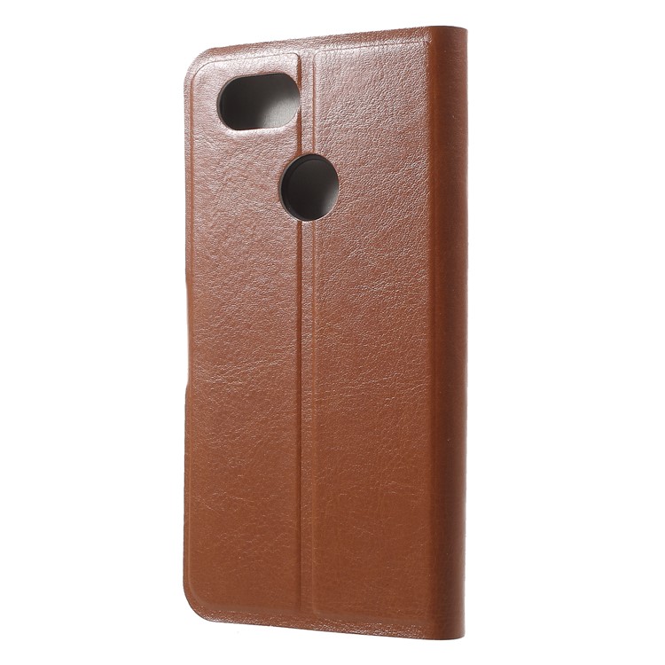 For Google Pixel 3 Crazy Horse Texture Stand Leather Card Holder Mobile Shell - Brown-2