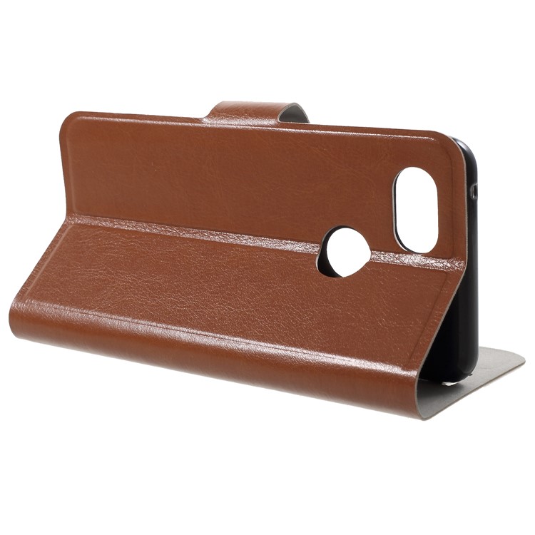 For Google Pixel 3 Crazy Horse Texture Stand Leather Card Holder Mobile Shell - Brown-4