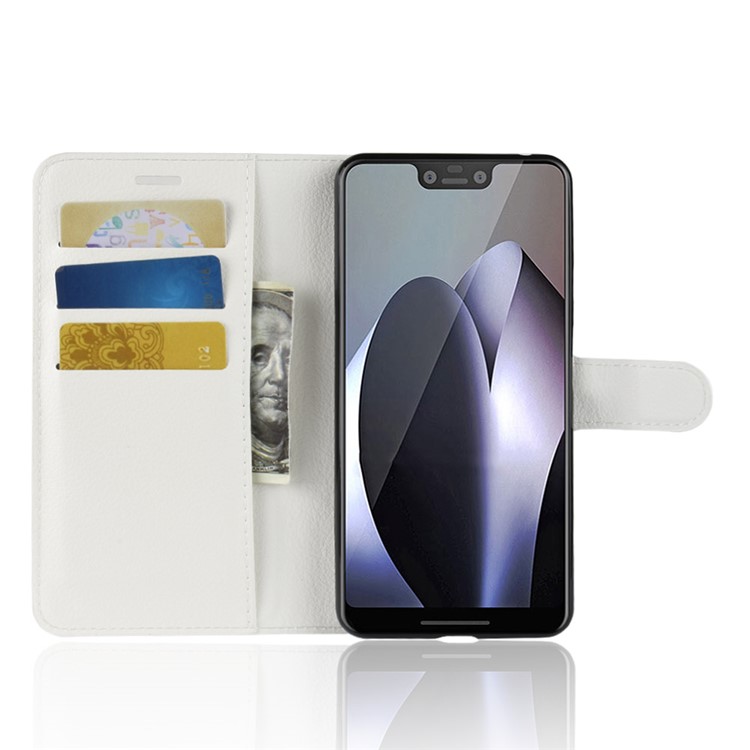 Litchi Texture Wallet Stand Leather Protective Cover for Google Pixel 3 XL / XL3 - White-4