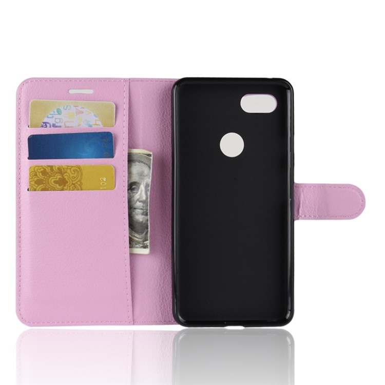 Litchi Texture Wallet Stand Leather Cellphone Cover for Google Pixel 3 XL / XL3 - Pink-3