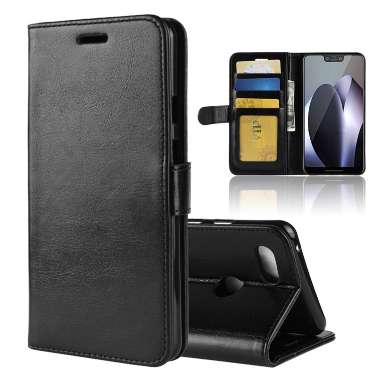 Crazy Horse Texture Wallet Stand Leather Mobile Case for Google Pixel 3 XL / XL3 - Black-1