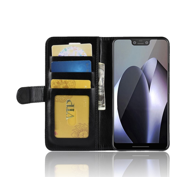Crazy Horse Texture Wallet Stand Leather Mobile Case for Google Pixel 3 XL / XL3 - Black-5