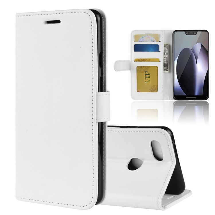 Crazy Horse Texture Wallet Stand Leather Mobile Cover for Google Pixel 3 XL / XL3 - White-1