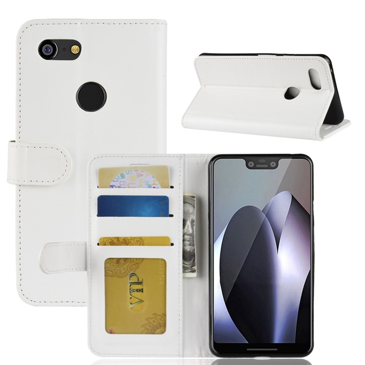 Crazy Horse Texture Wallet Stand Leather Mobile Cover for Google Pixel 3 XL / XL3 - White-8
