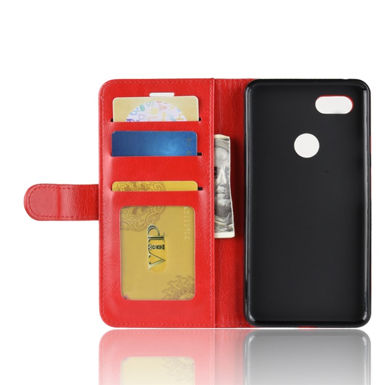 Crazy Horse Texture Wallet Stand Leather Cell Phone Case for Google Pixel 3 XL / XL3 - Red-4