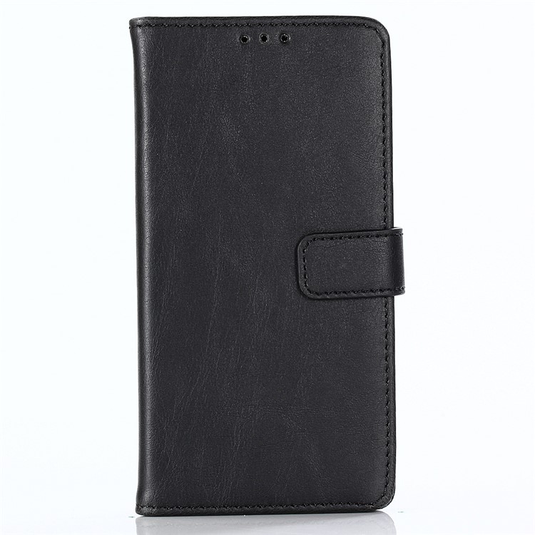 For Motorola Moto G6 Crazy Horse Texture Vintage Style Leather Stand Phone Case - Black-2