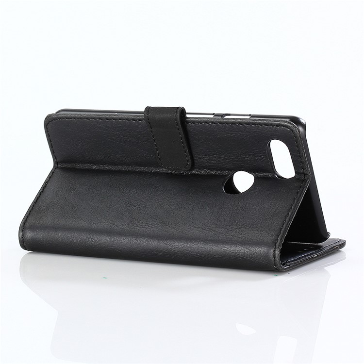 For Motorola Moto G6 Crazy Horse Texture Vintage Style Leather Stand Phone Case - Black-4