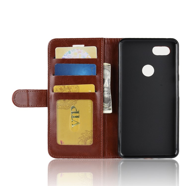 Crazy Horse Magnetic Stand Wallet Leather Mobile Phone Casing for Google Pixel 3 - Brown-6