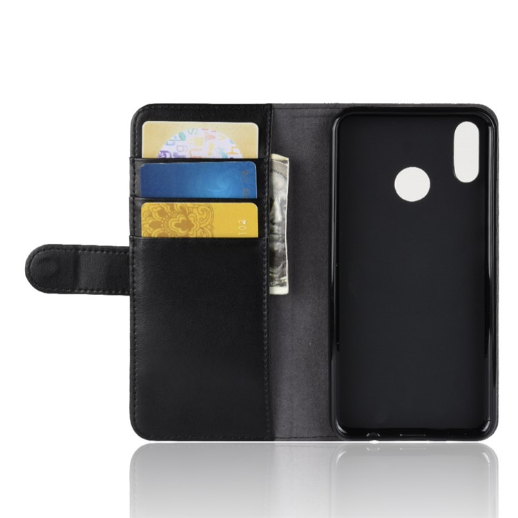 Genuine Split Leather Wallet Stand Phone Case for Google Pixel 3 - Black-5