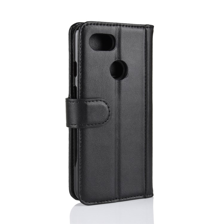 Genuine Split Leather Wallet Stand Phone Case for Google Pixel 3 - Black-8