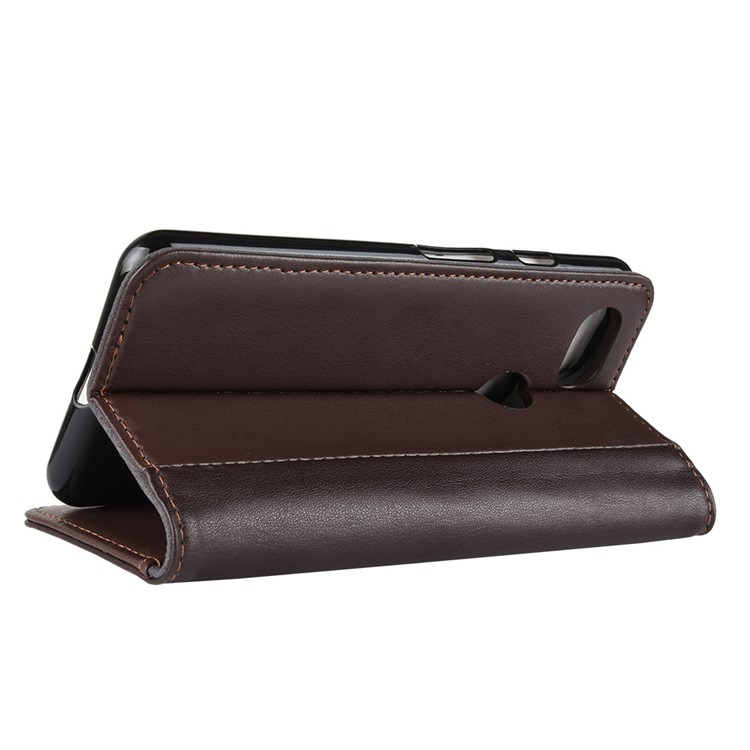 Genuine Split Leather Wallet Stand Phone Cover for Google Pixel 3 - Brown-7