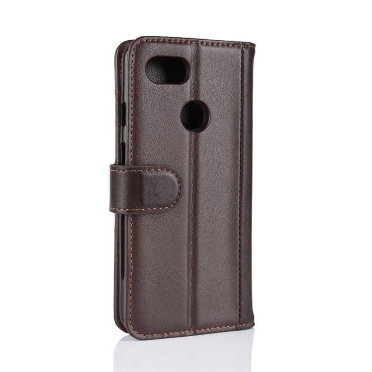 Genuine Split Leather Wallet Stand Phone Cover for Google Pixel 3 - Brown-8