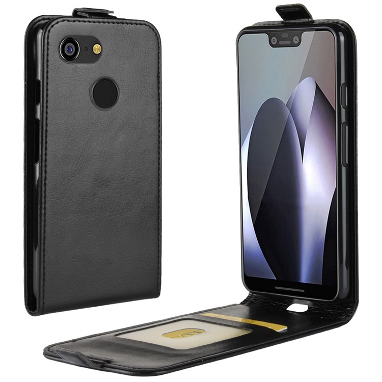 Crazy Horse Vertical Flip PU Leather Case for Google Pixel 3 XL - Black-1