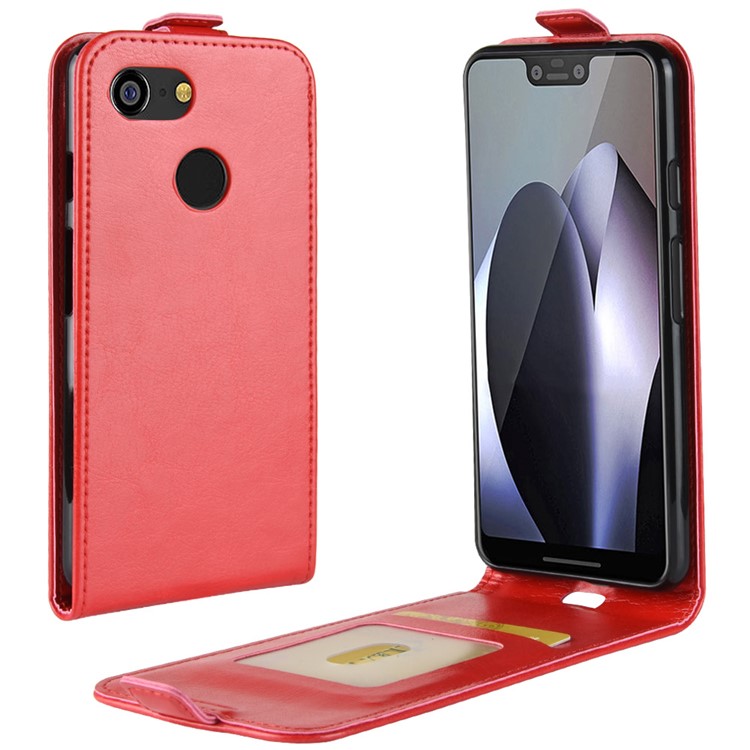 Crazy Horse Vertical Flip PU Leather Shell for Google Pixel 3 XL - Red-1