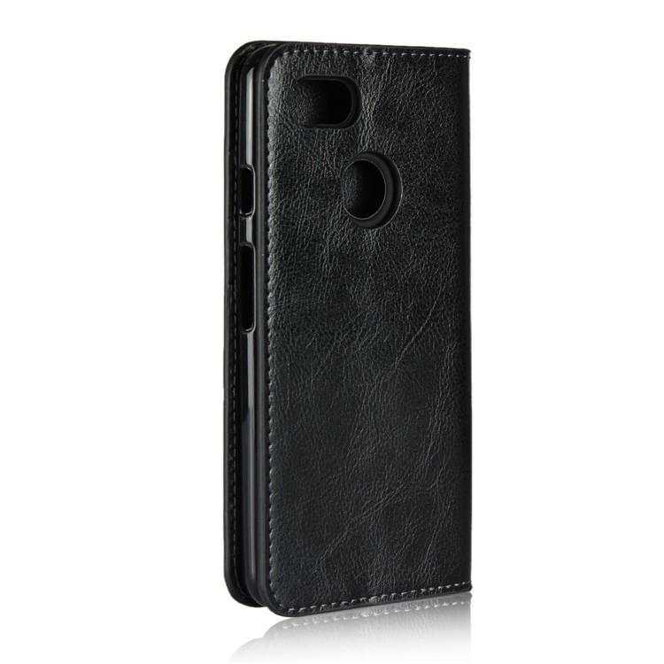 For Google Pixel 3 Crazy Horse Genuine Leather Wallet Phone Case with Stand - Black-3