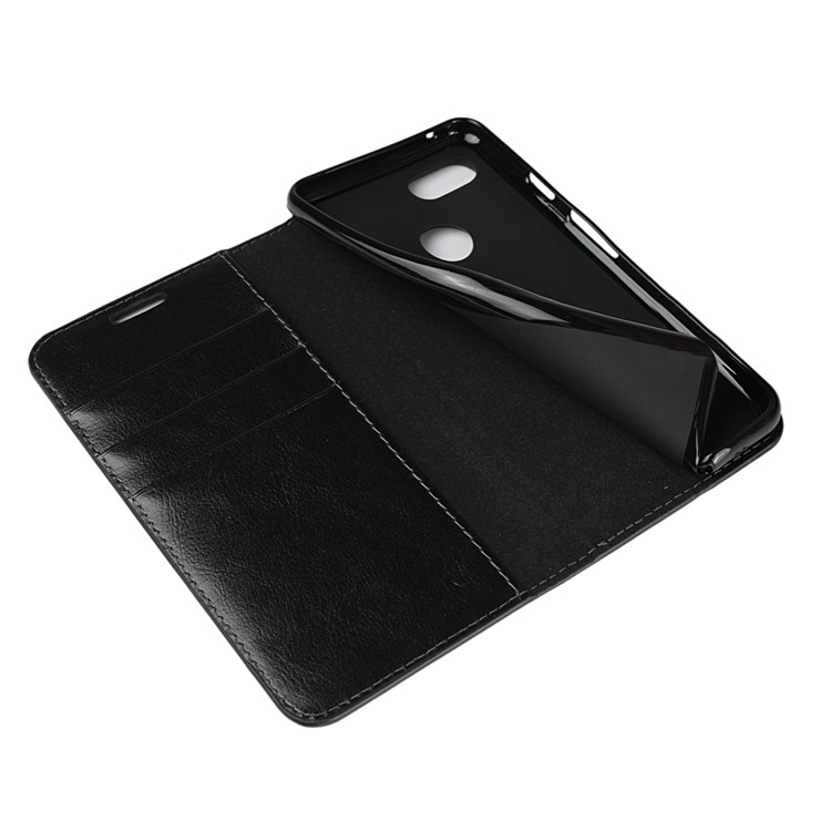 For Google Pixel 3 Crazy Horse Genuine Leather Wallet Phone Case with Stand - Black-6