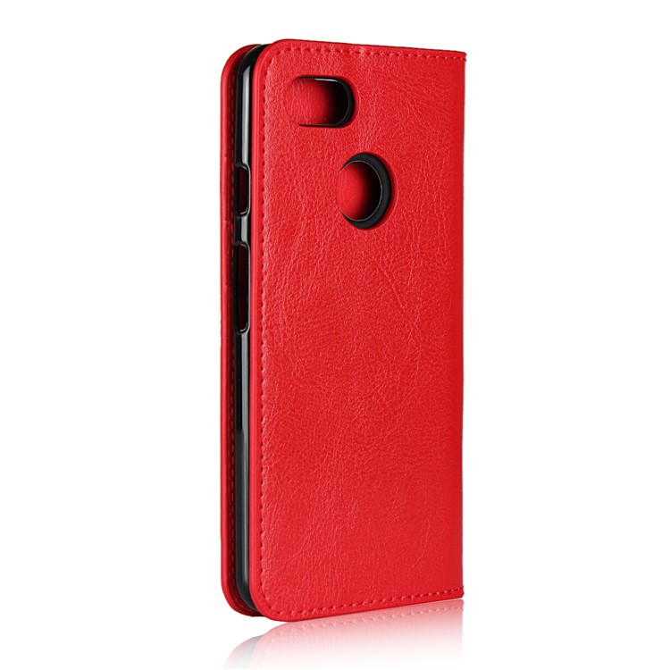 For Google Pixel 3 Crazy Horse Genuine Leather Wallet Phone Shell with Stand - Red-3