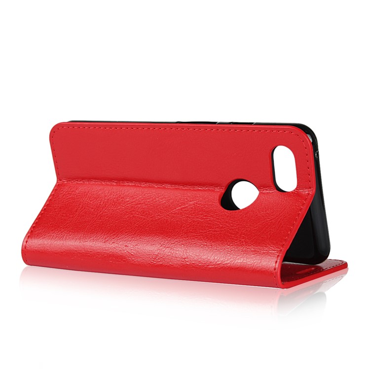 For Google Pixel 3 Crazy Horse Genuine Leather Wallet Phone Shell with Stand - Red-5